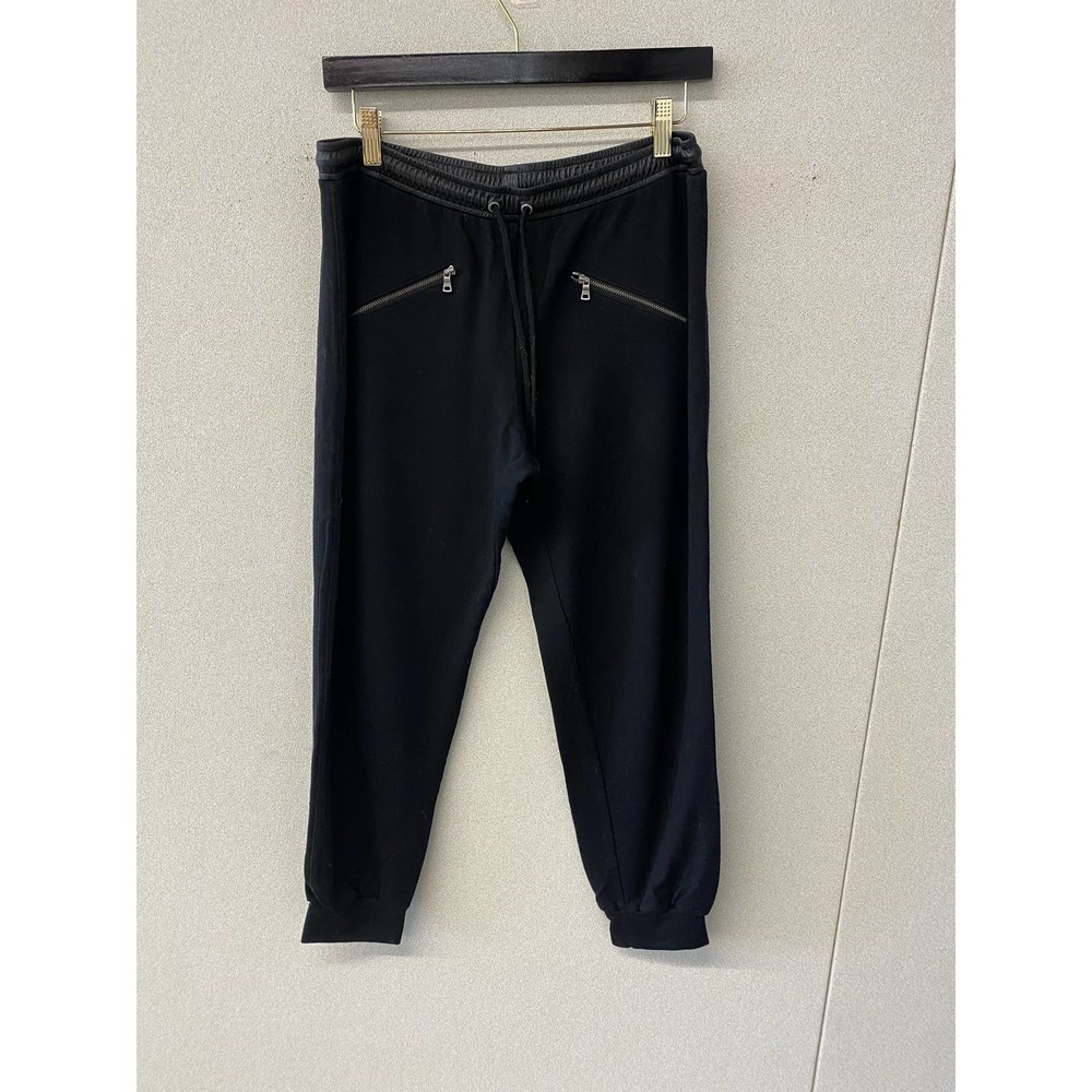 David Lerner Joggers Black Faux Pockets Size L